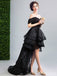 Black Off Shoulder High Low Homecoming Dresses,Cheap Short Prom Dresses,CM923