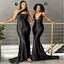 Mismatched Simple Black Mermaid Cheap Long Bridesmaid Dresses,WG1308