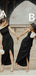 Mismatched Black Side Slit Sleeveless Simple Mermaid Bridesmaid Dresses Gown Online,WG1103
