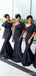 Simple Black Mermaid One Shoulder Cheap Long Bridesmaid Dresses Online,WG1284