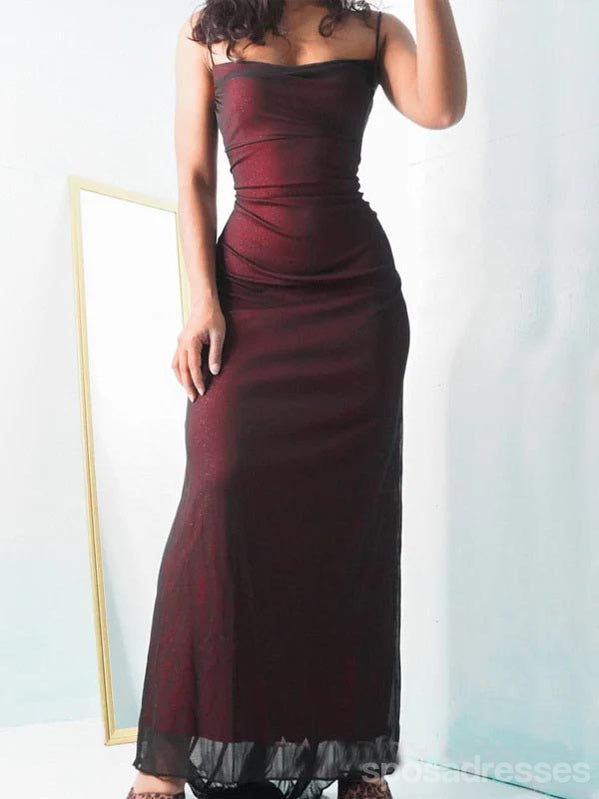 dark red sheath dress Sheath Deep V Neck Pleated Satin Mini Party Dresses, Red / 12