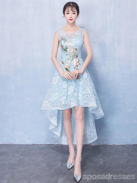 High Low Light Blue Lace Cheap Homecoming Dresses Online CM697 SposaDresses