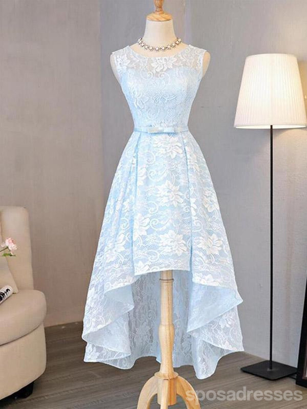 Blue Lace High Low Homecoming Prom Dresses, Cheap Party Prom Sweet 16 – SposaDresses Blue Lace High Low Homecoming Prom Dresses, Cheap Party Prom Sweet 16 – SposaDresses