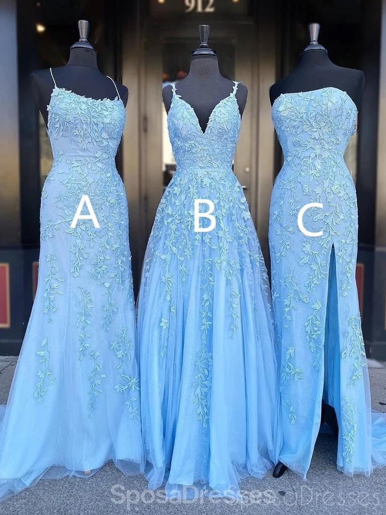 Sexy Blue Lace Beaded Cheap Evening Prom Dresses, Evening Party Prom Dresses, 12202