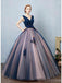 Blue A-line V-neck Cheap Long Prom Dresses Online, Evening Party Dresses,12687