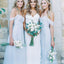 Mismatched Blue Chiffon Floor Length Cheap Long Bridesmaid Dresses, WG565