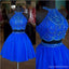 Two Pieces Blue Homecoming Dresses,Cheap Short Prom Dresses,CM899