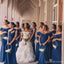Mismatched Blue Mermaid Sleeveless Cheap Long Bridesmaid Dresses,WG1602