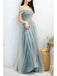 Elegant Blue A-line Off Shoulder Long Prom Dresses Online,Evening Party Dresses,12706