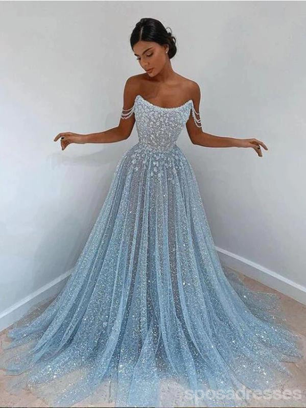 Sparkly A-line Blue Off Shoulder Cheap Prom Dresses Online,Dance Dress SposaDresses Sparkly A-line Blue Off Shoulder Cheap Prom Dresses Online,Dance Dress SposaDresses