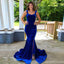 Royal Blue Mermaid Backless Side Slit Cheap Long Bridesmaid Dresses Online,WG1160