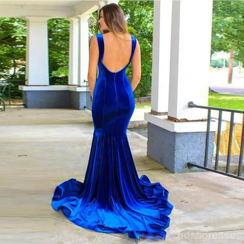 Royal Blue Mermaid Backless Side Slit Cheap Long Bridesmaid Dresses Online,WG1160