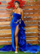Unique Blue Mermaid Sweetheart High Slit Cheap Long Prom Dresses Online,12747