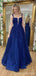 Blue A-line V-neck Cheap Long Prom Dresses Online,Evening Party Dresses,12712
