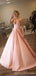 Simple Blush Pink A-line Sweetheart V-neck Long Prom Dresses Online,12675