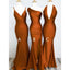 Sexy Mermaid Burnt Orange Sleeveless Long Bridesmaid Dresses Gown Online, WG1021
