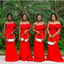 Bright Red Mermaid One Shoulder Cheap Long Bridesmaid Dresses,WG1639
