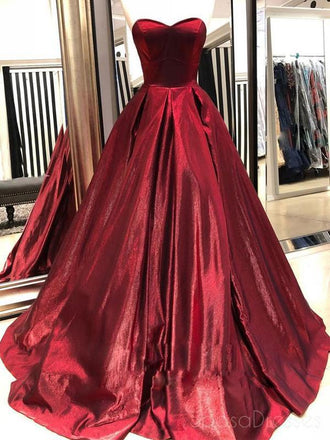 Sweetheart Dark Red A-line Cheap Long Evening Prom Dresses, Evening Party Prom Dresses, 18621