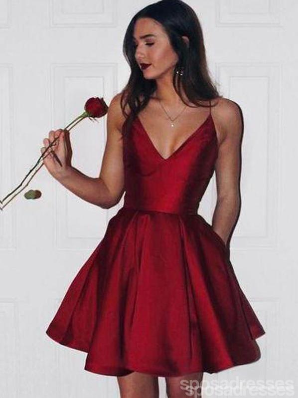 Simple Satin Short Cheap Red Homecoming Dresses Under 100, CM380 SposaDresses Simple Satin Short Cheap Red Homecoming Dresses Under 100, CM380 SposaDresses