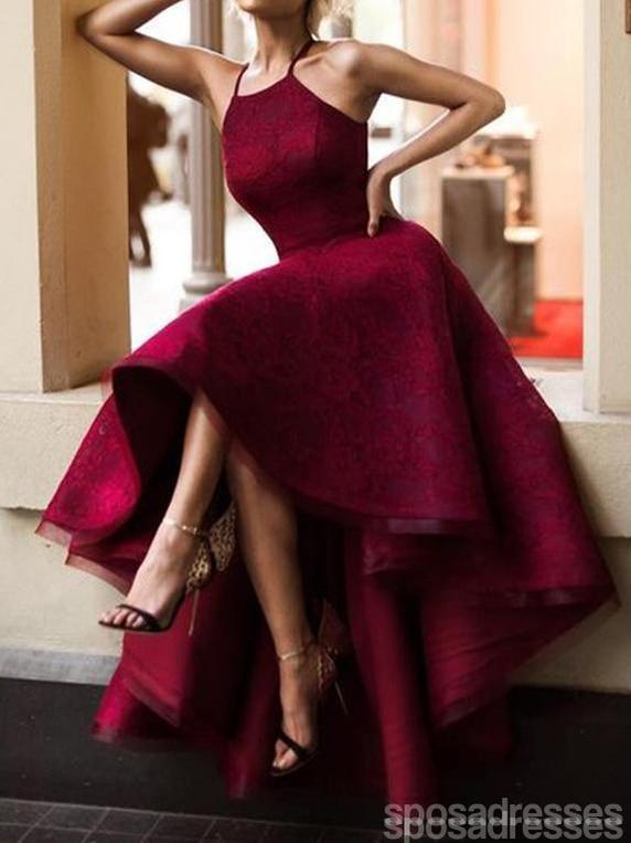 Halter Cute Dark Red High Low Lace Homecoming Dresses 2018, CM511 SposaDresses Halter Cute Dark Red High Low Lace Homecoming Dresses 2018, CM511 SposaDresses