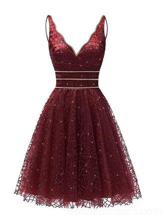 Sexy Backless Dark Red Sequin Homecoming Dresses Online, Cheap Short Prom Dresses, CM760