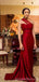 Burgundy Mermaid One Shoulder Cheap Long Bridesmaid Dresses Online,WG1180