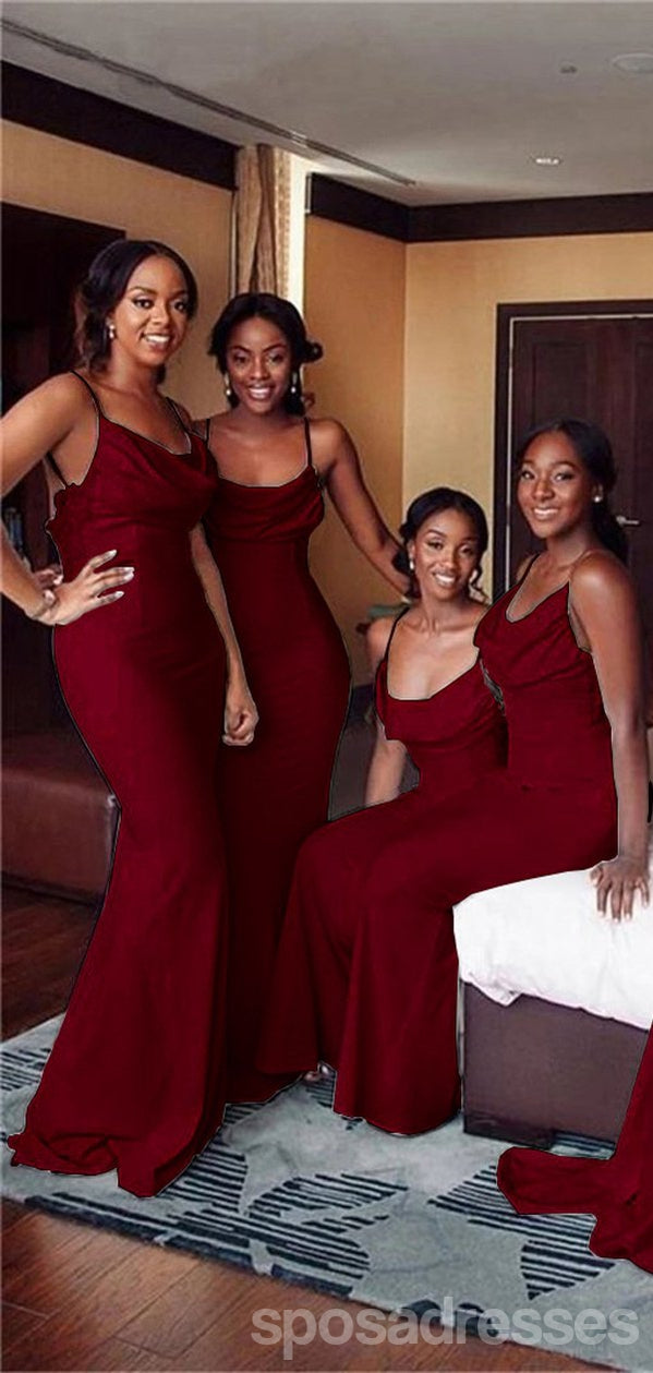 Burgundy Spaghetti Straps Sexy Mermaid Cheap Bridesmaid Dresses Gown, SposaDresses Burgundy Spaghetti Straps Sexy Mermaid Cheap Bridesmaid Dresses Gown, SposaDresses