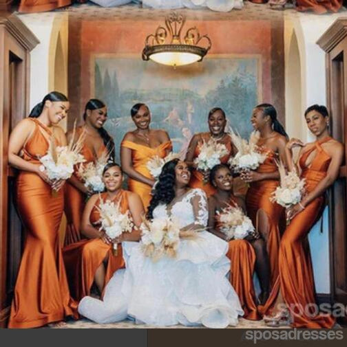 cheap burnt orange bridesmaid dresses burnt orange bridesmaid dresses Popular Burnt Orange Satin Mermaid One Shoulder Long Cheap Custom Side Slit