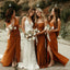 Mismatched Burnt Orange Mermaid Sleeveless Long Bridesmaid Dresses Gown Online,WG1087