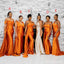 Mismatched Burnt Orange Mermaid Cheap Long Bridesmaid Dresses,WG1626