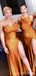 Sexy Mismatched Burnt Orange Mermaid High Slit Cheap Bridesmaid Dresses Online, WG1027