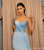 Elegant Blue Sheath One Shoulder Side Slit Long Prom Dresses Online,13023