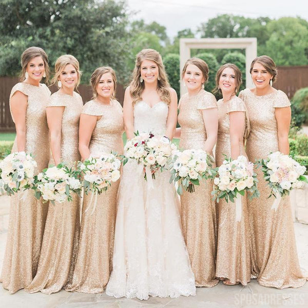 Simple gold 2024 bridesmaid dresses