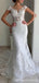 Cap Sleeves Floral Mermaid Handmade Lace Wedding Dresses,WD766