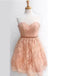 Sweetheart Champagne Lace Cheap Short Homecoming Dresses Online, CM591