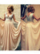 Long Silver Sequin Scoop Neckline Chiffon Prom Bridesmaid Dresses, PD0080