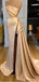 Champagne Mermaid Sweetheart High Slit Cheap Long Prom Dresses,12866