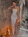 Sexy Mermaid Dress One Shoulder Side Slit Maxi Long Prom Dresses Online,13245