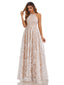 Champagne A-line Halter Handmade Lace Wedding Dresses,WD798