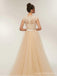 Champagne A-Line Jewel Sleeveless Long Prom Dresses Online,Dance Dresses,12633