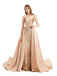 Champagne Mermaid Spaghetti Straps V-neck Long Prom Dresses Online,12778