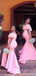 Sexy Mermaid Light Pink High Slit Off the Shoulder Long Bridesmaid Dresses Online,WG975