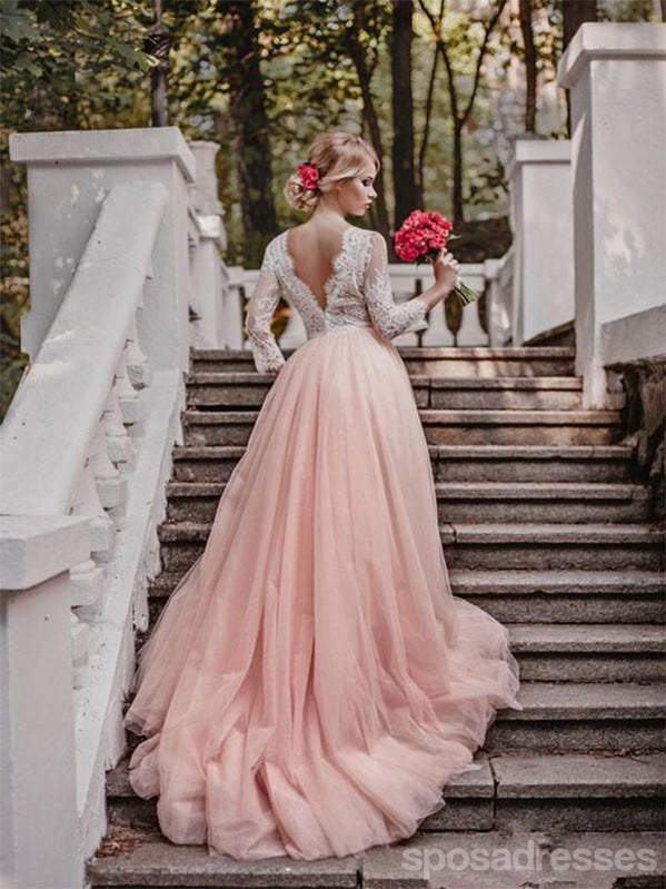 Champagne Skirt Long Sleeves Lace A-line Cheap Wedding Dresses Online, SposaDresses Champagne Skirt Long Sleeves Lace A-line Cheap Wedding Dresses Online, SposaDresses