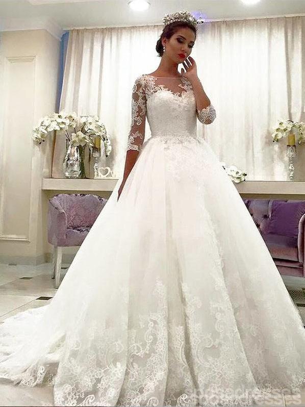 Cheap Lace Beaded A line Long Sleeve Wedding Dresses Online, WD423 SposaDresses Cheap Lace Beaded A line Long Sleeve Wedding Dresses Online, WD423 SposaDresses
