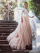 Champagne Skirt Long Sleeves Lace A-line Cheap Wedding Dresses Online, WD401