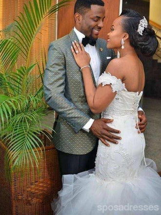 Off Shoulder Lace Beaded Mermaid Wedding Dresses Online, WD426