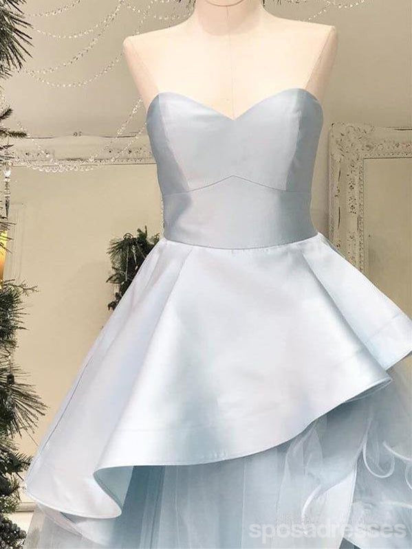 Elegant Blue A-line Strapless Maxi Long Party Prom Dresses Online,13280