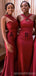 Mismatched Sexy Mermaid Dark Red Cheap Long Bridesmaid Dresses Gown,WG1063