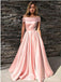 Pink A-line Off Shoulder Cheap Long Prom Dresses Online,Dance Dresses,12612