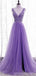 Sexy Purple A-line Straps V-neck Maxi Long Prom Dresses,Evening Dresses,13140